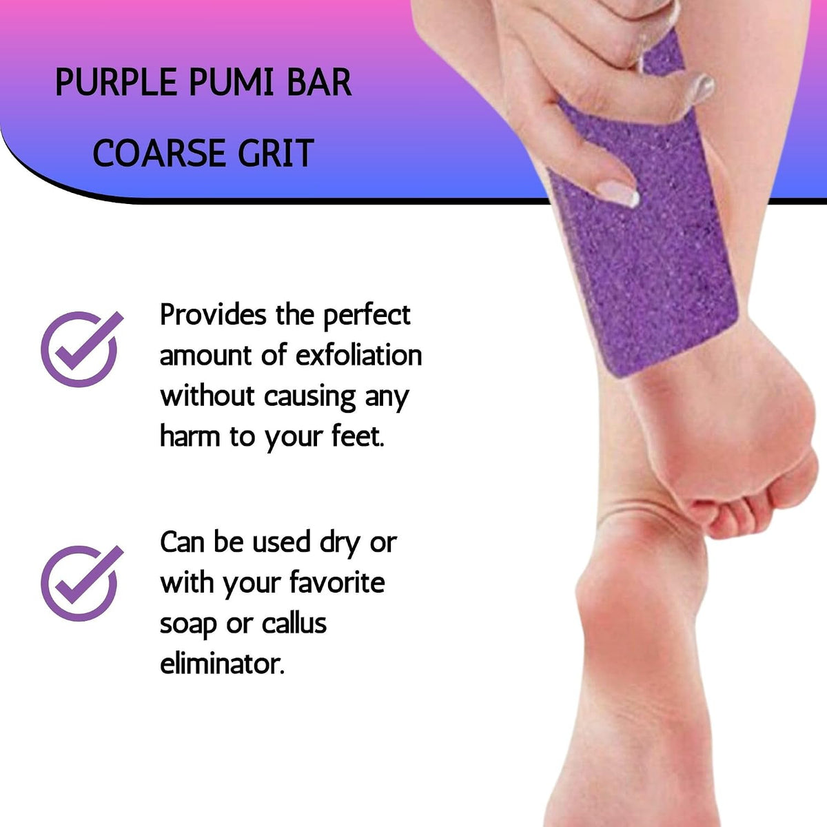Mr. Pumice Purple PUMI Bar - Coarse Pumice Stone for Feet Callus Remover Pedicure Tools for Feet Foot Scrubber Skin Exfoliator Block, 4 Pack