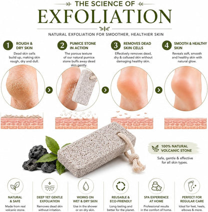 Natural Volcanic Lava Pumice Stone for Feet – Premium Foot File Callus Remover for Soft Heels, Dead Skin Exfoliator & Pedicure Tool with Cotton Hanging Rope (1 Pc)