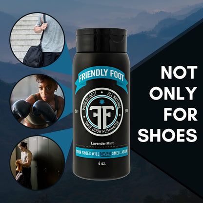Powder - Natural Foot and Shoe Deodorizer Powder Extra Strength - Travel Size Shoe Freshener & Foot Deodorant for Smelly & Sweaty Feet - Lavender and Mint Scented Shoe Odor Eliminator