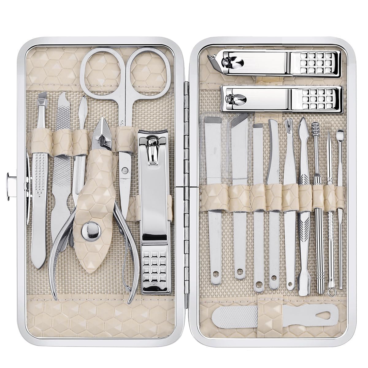 Yougai Manicure Set 18Pcs Stainless Steel Nail Clippers Set with Case Black