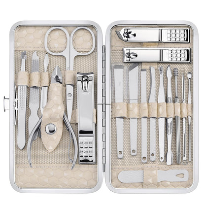 Yougai Manicure Set 18Pcs Stainless Steel Nail Clippers Set with Case Black