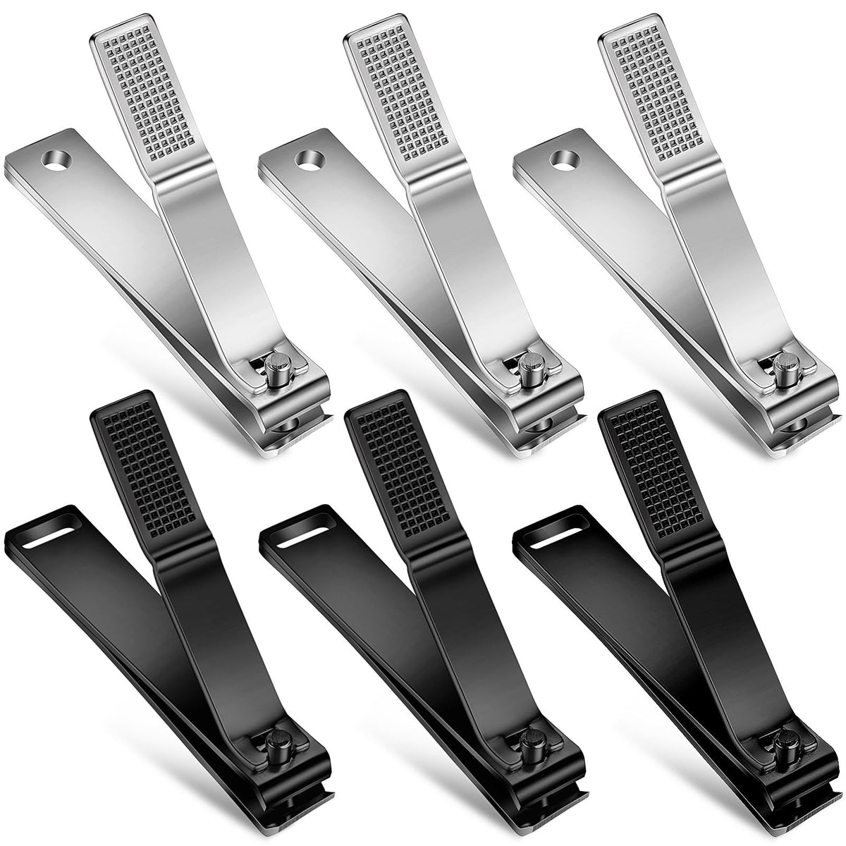 Mudder 6 Pcs Large Toenail Clippers Straight Edge Cutters, Silver