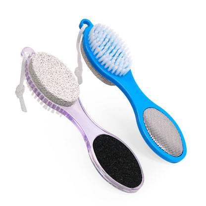 2 Pack 4-in-1 Foot Scrubber with Pumice Stone for Feet
