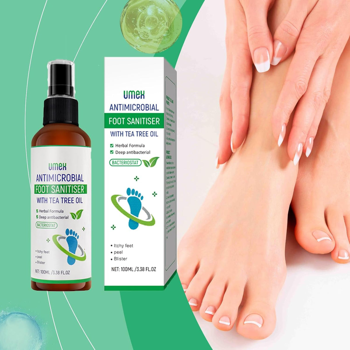 Tea Tree Oil Foot Deodorant, Tea Tree Oil Foot Spray, Fast Antiperspirant, Removes Foot Odor, Promotes Perspiration, 100ml / 3.38oz (1)