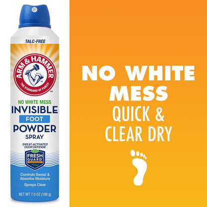 Arm & Hammer Invisible Foot Powder Spray, Odor & Sweat Control, 7oz, 3 Pack
