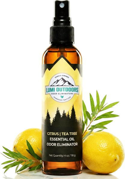 Lumi Outdoors Natural Shoe Deodorizer Spray & Odor Eliminator - Fresh Citrus Tea Tree Essential Oil Odor Eater
