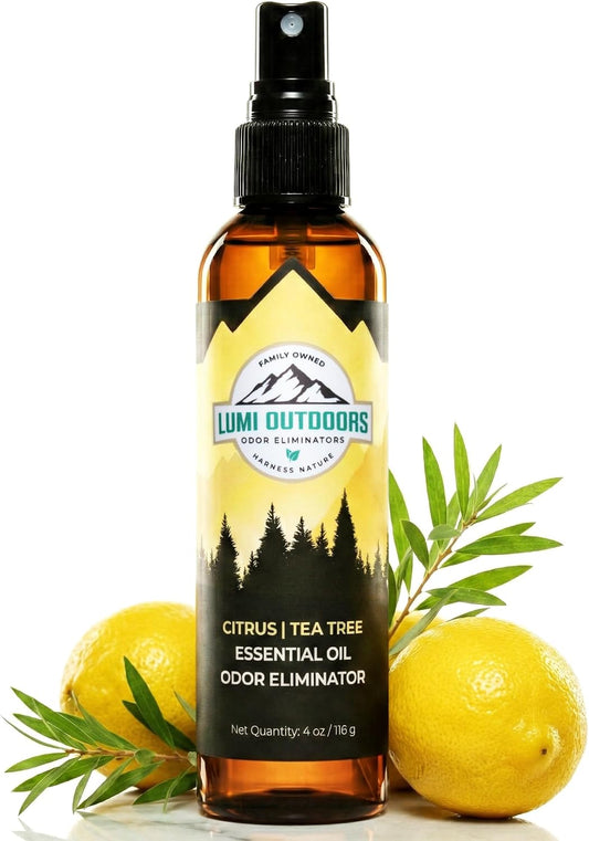 Lumi Outdoors Natural Shoe Deodorizer Spray & Odor Eliminator - Fresh Citrus Tea Tree Essential Oil Odor Eater