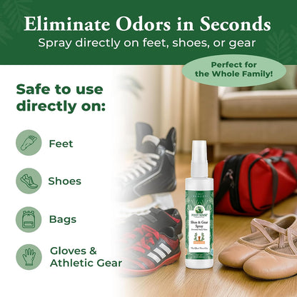 Foot Sense – Shoe Deodorizer & Foot Spray – Natural Foot & Shoe Odor Eliminator for Smelly Feet, Shoes & Sports Gear, Long-Lasting Refreshener for Adults & Kids – 5oz, 2 Pack