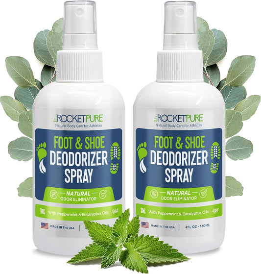 Rocket Pure Natural Foot and Shoe Deodorizer Spray, Mint, 4 fl oz, 2-Pack