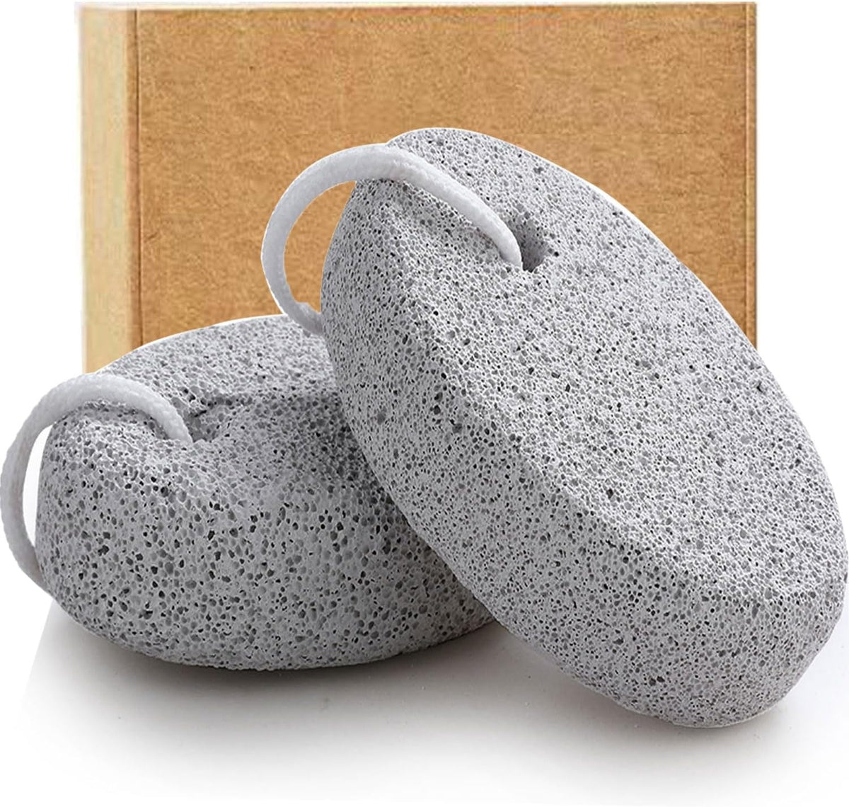 Natural Foot Pumice Stone for Feet, Borogo 2-Pack Lava Pedicure Tools Hard Skin Callus Remover for Feet and Hands - White