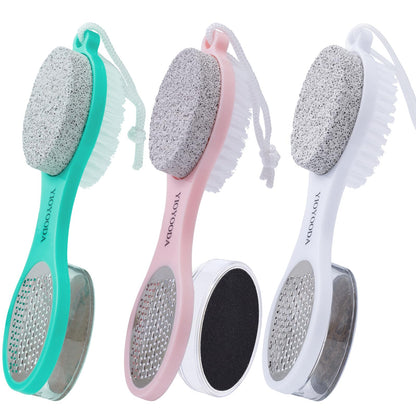 Foot Scrubber Brush with Pumice Stone for Feet Callus Remover Pedicure Tool