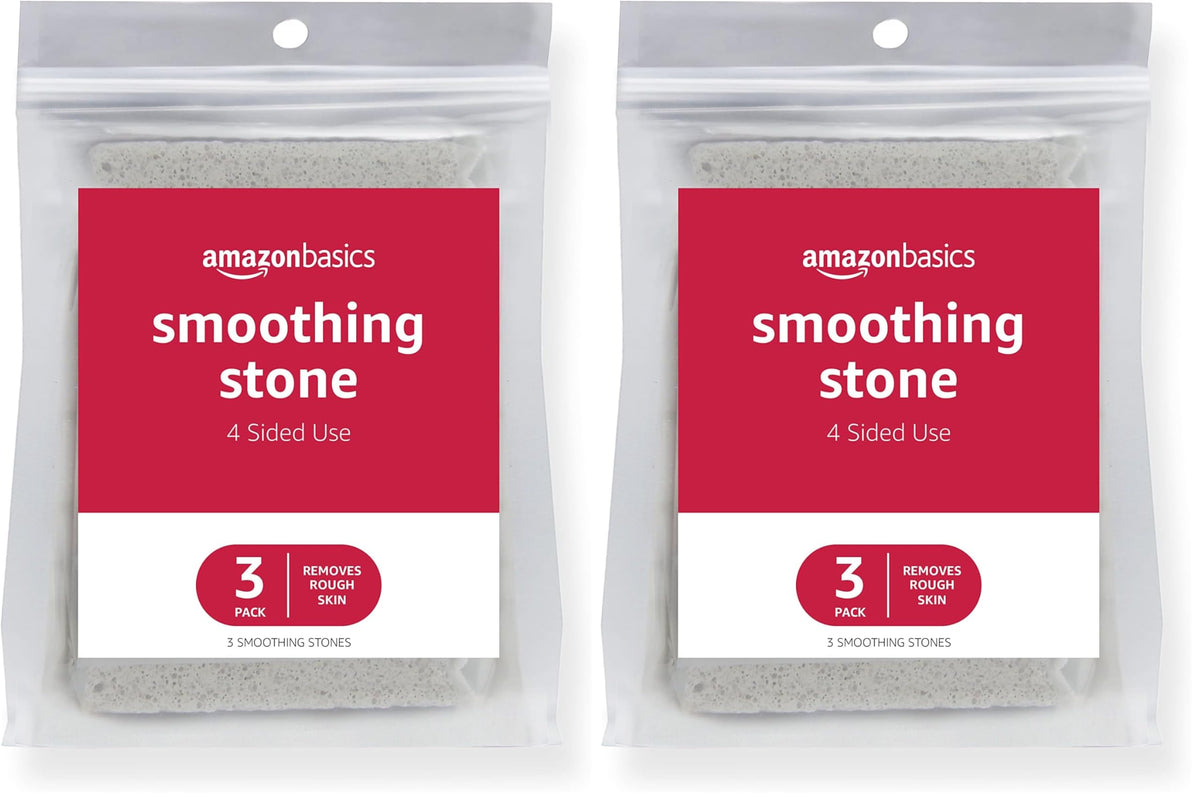 Amazon Basics Dead Skin Remover Smoothing Stone, Foot Exfoliator for Calluses and Cracked Heels, Grey, 3-Pack