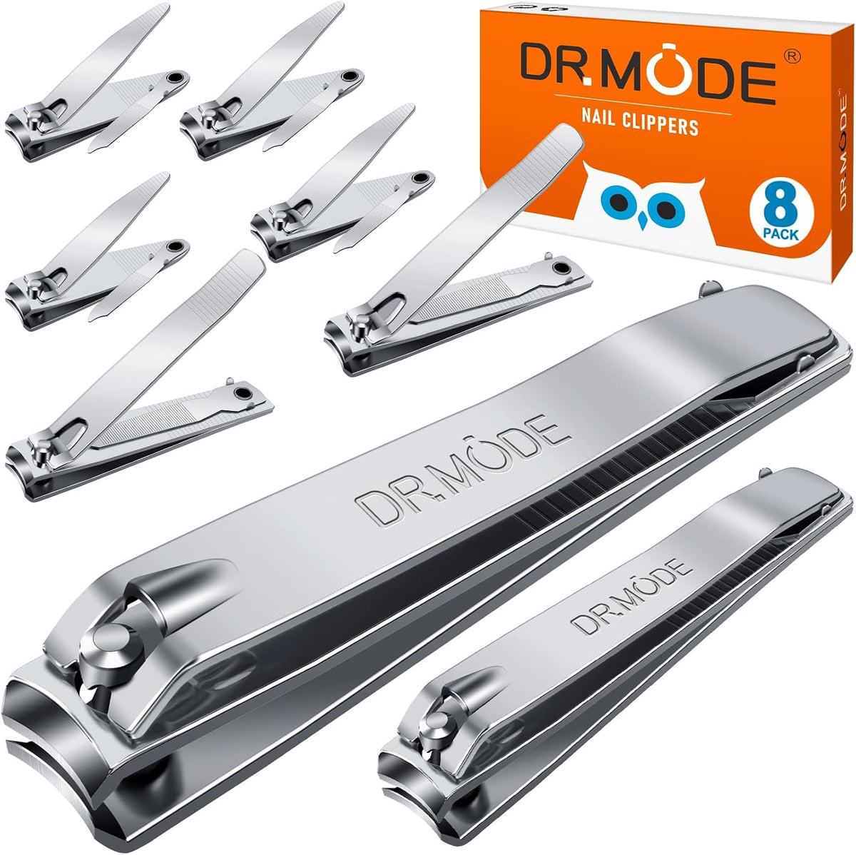 DRMODE Finger Nail Clippers Adult, 8 Pack for Men Women