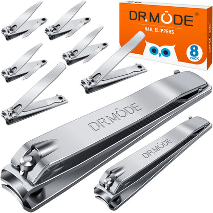 DRMODE Finger Nail Clippers Adult, 8 Pack for Men Women