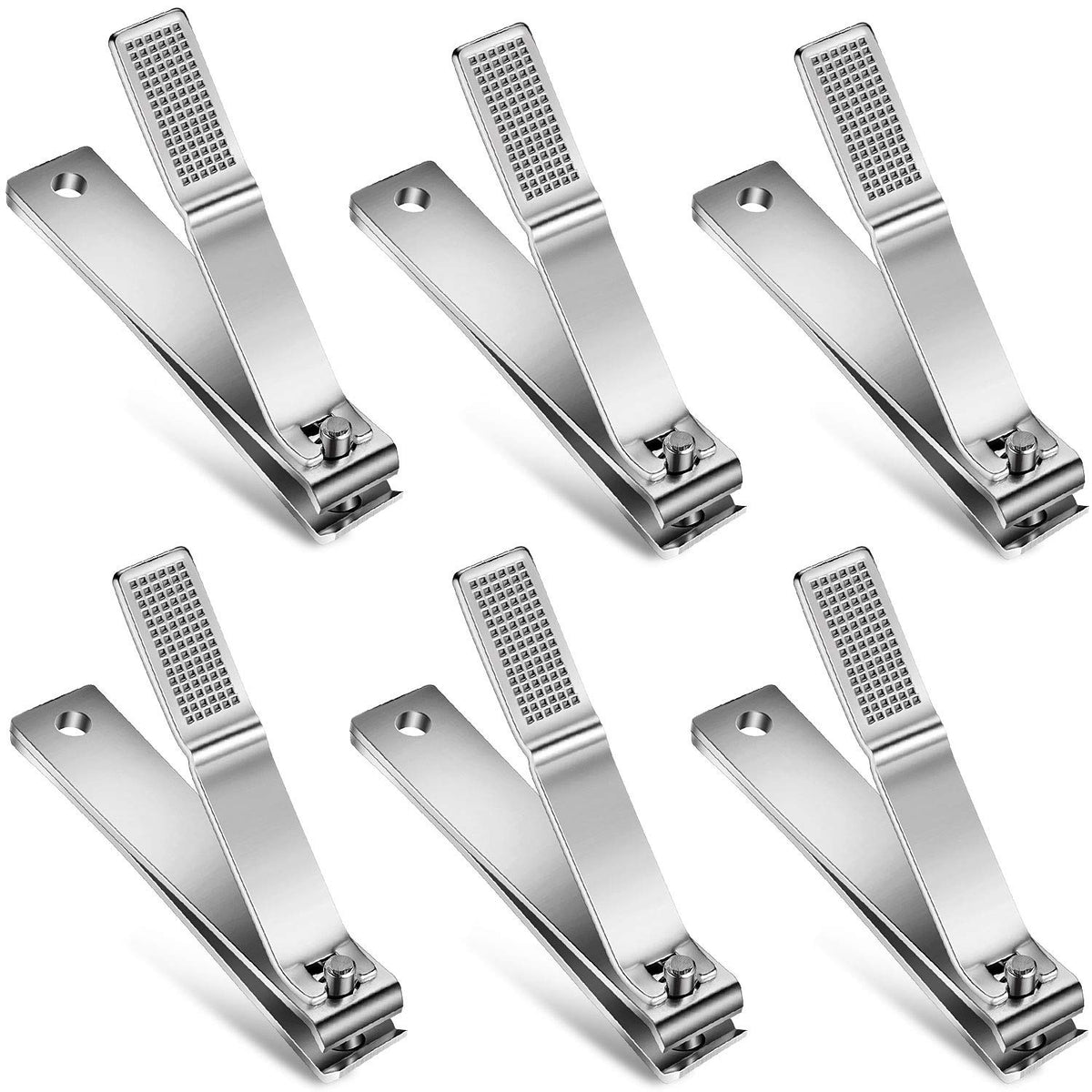 Mudder 6 Pcs Large Toenail Clippers Straight Edge Cutters, Silver