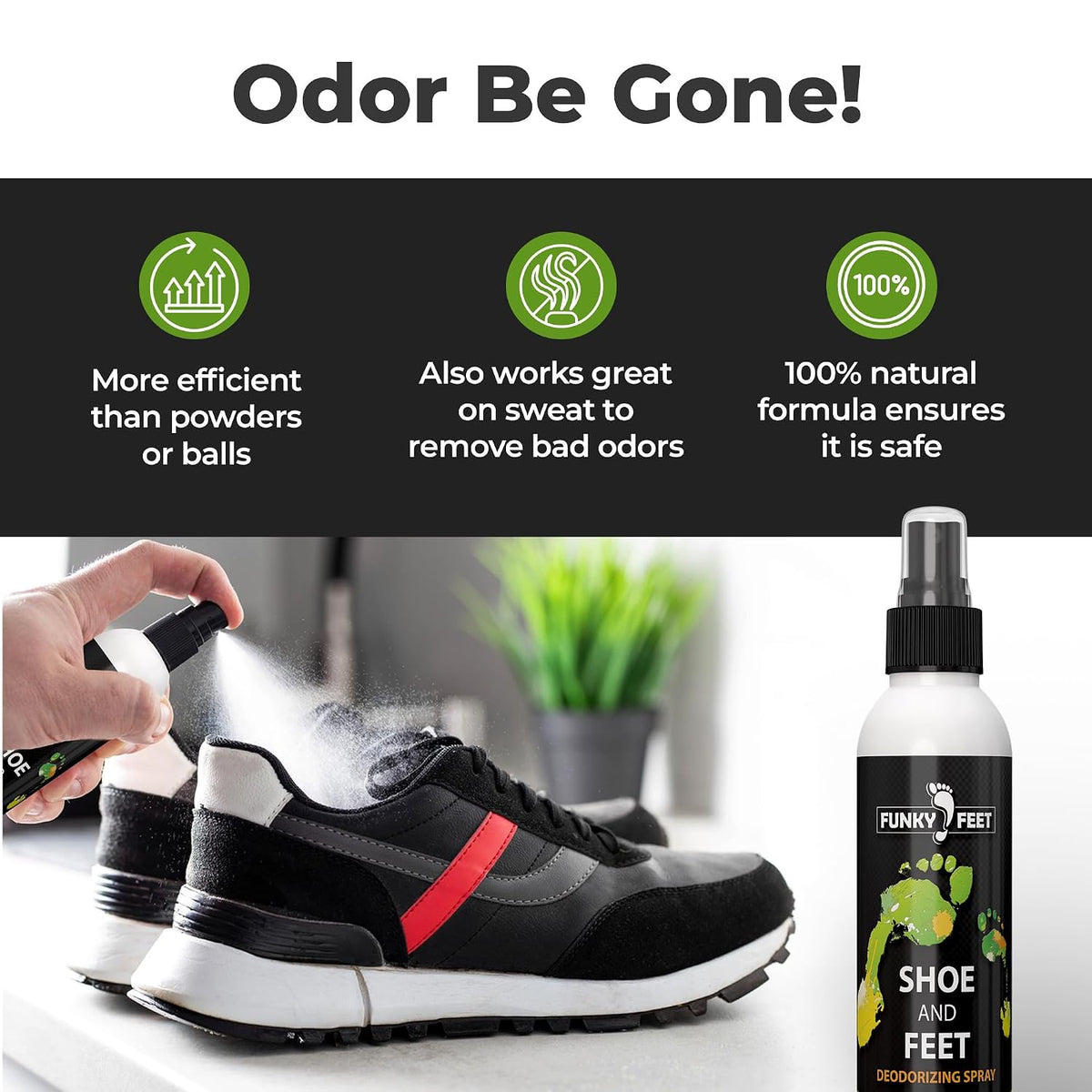 Shoe Deodorizer Spray - Foot Spray 4oz - Foot Deodorant Extra Strength - Shoe Odor Elimination - Essential Oils Blend for Sweaty Feet - 100% Natural and Organic - Made in USA