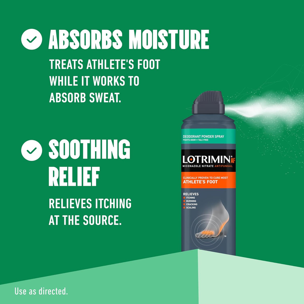 Lotrimin Medicated Deodorant Powder Spray with Miconazole Nitrate 2%, 4.6 oz (Pack of 3)