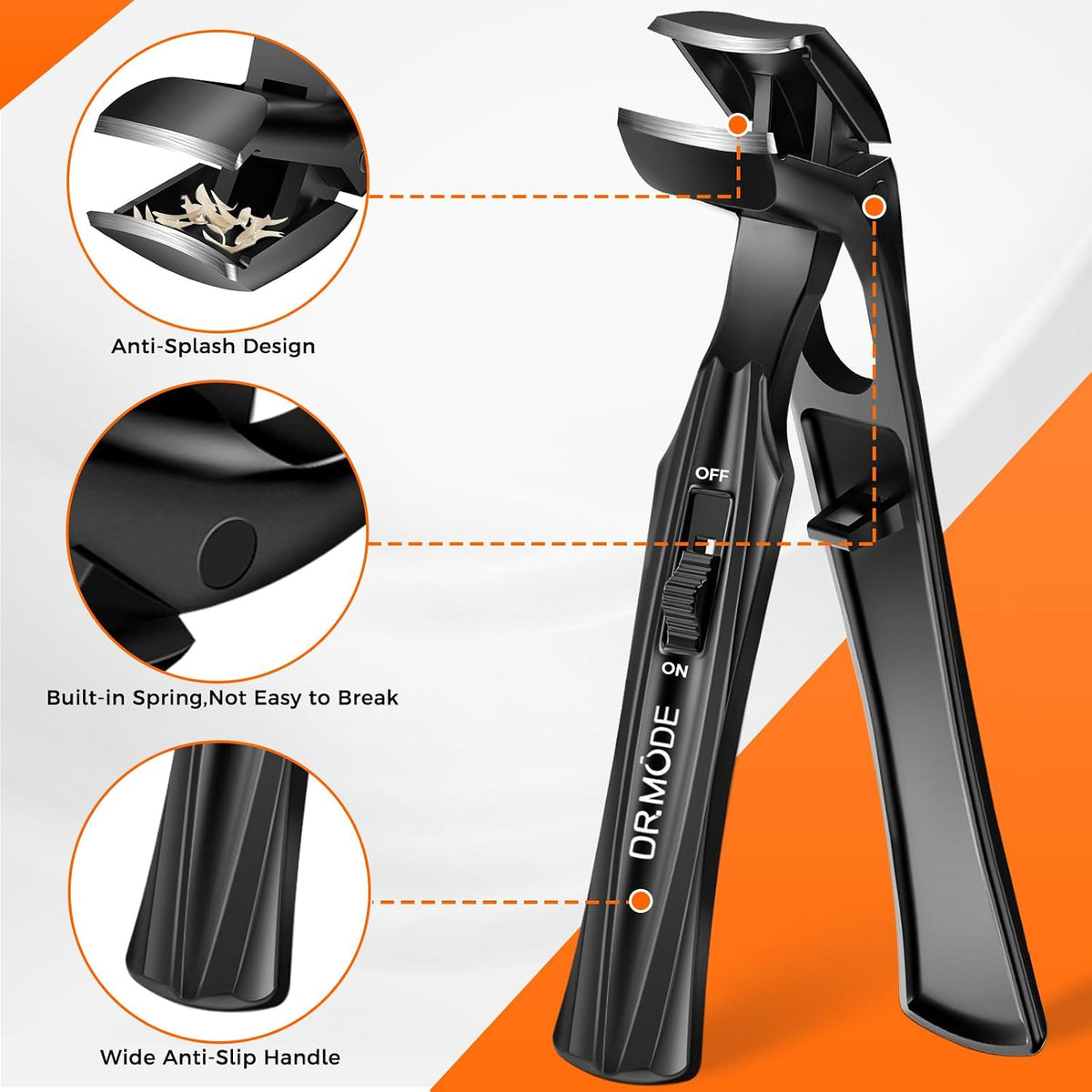 DRMODE Toenail Clippers for Seniors Thick Toenails, Angled Head Wide Jaw