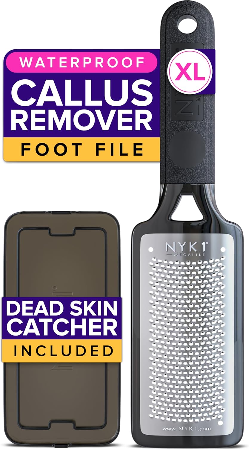 NYK1 RUSTPROOF Foot File Callus Remover for Feet with Catcher | XL Size