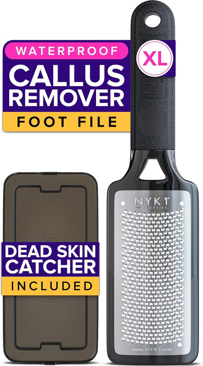 NYK1 RUSTPROOF Foot File Callus Remover for Feet with Catcher | XL Size