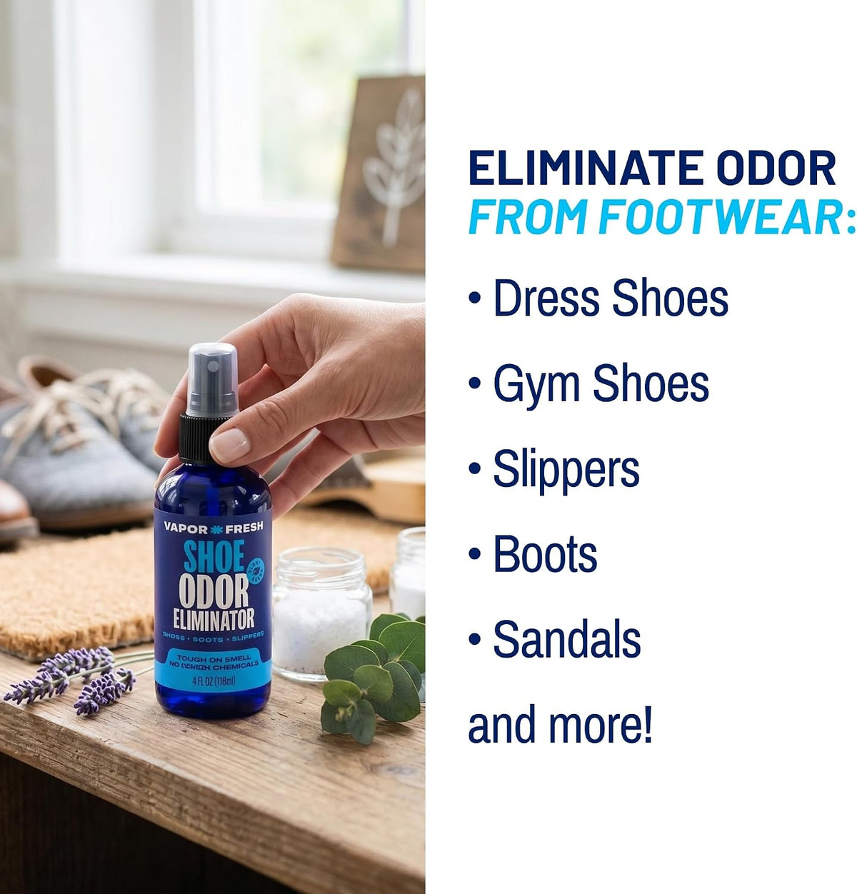 Vapor Fresh Shoe Deodorizer Spray, Eucalyptus Lavender, 4oz (1 Pack)