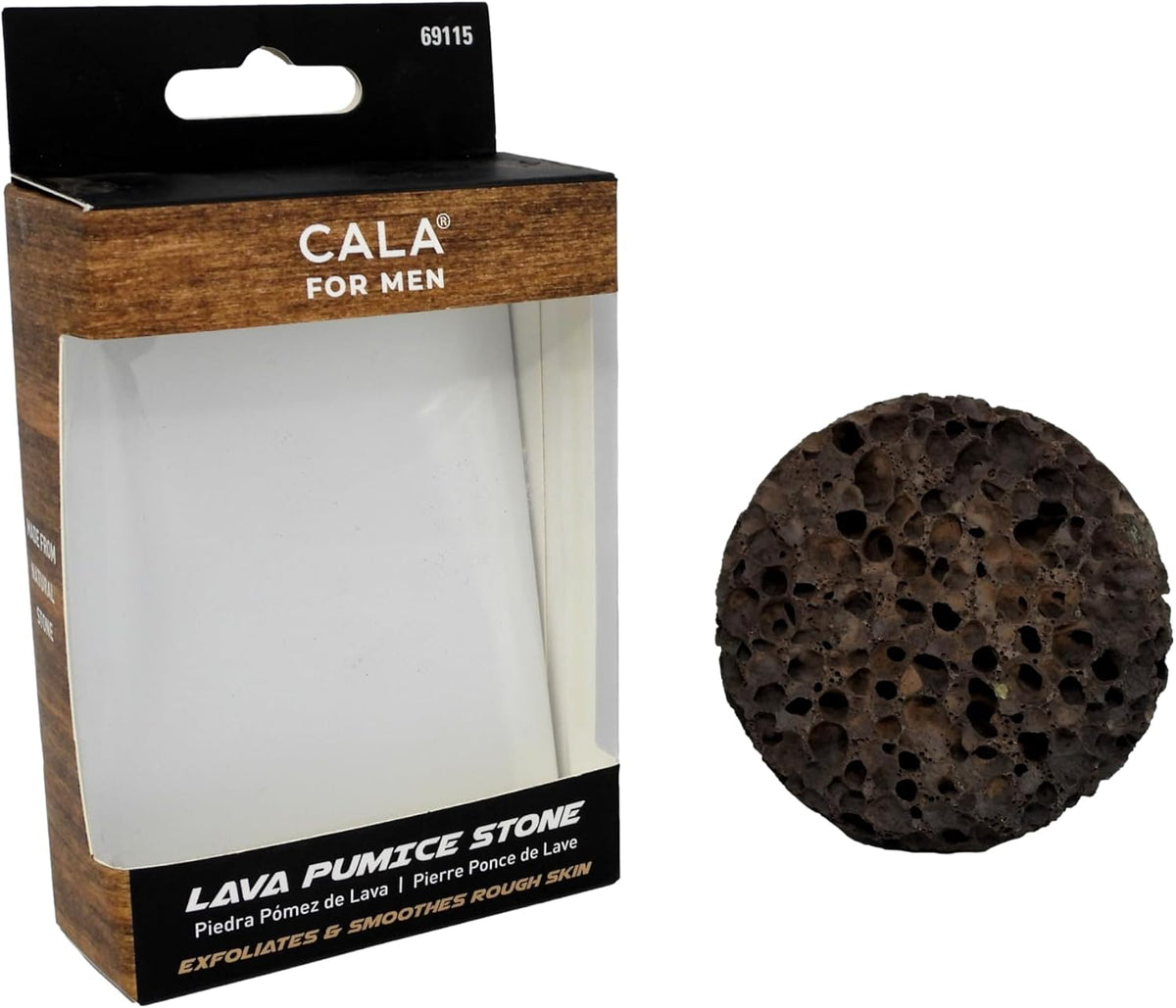 CALA Lava Pumice Stone for Men, Exfoliates and Smoothes Rough Skin, Natural Volcanic Stone for Calluses and Dry Skin