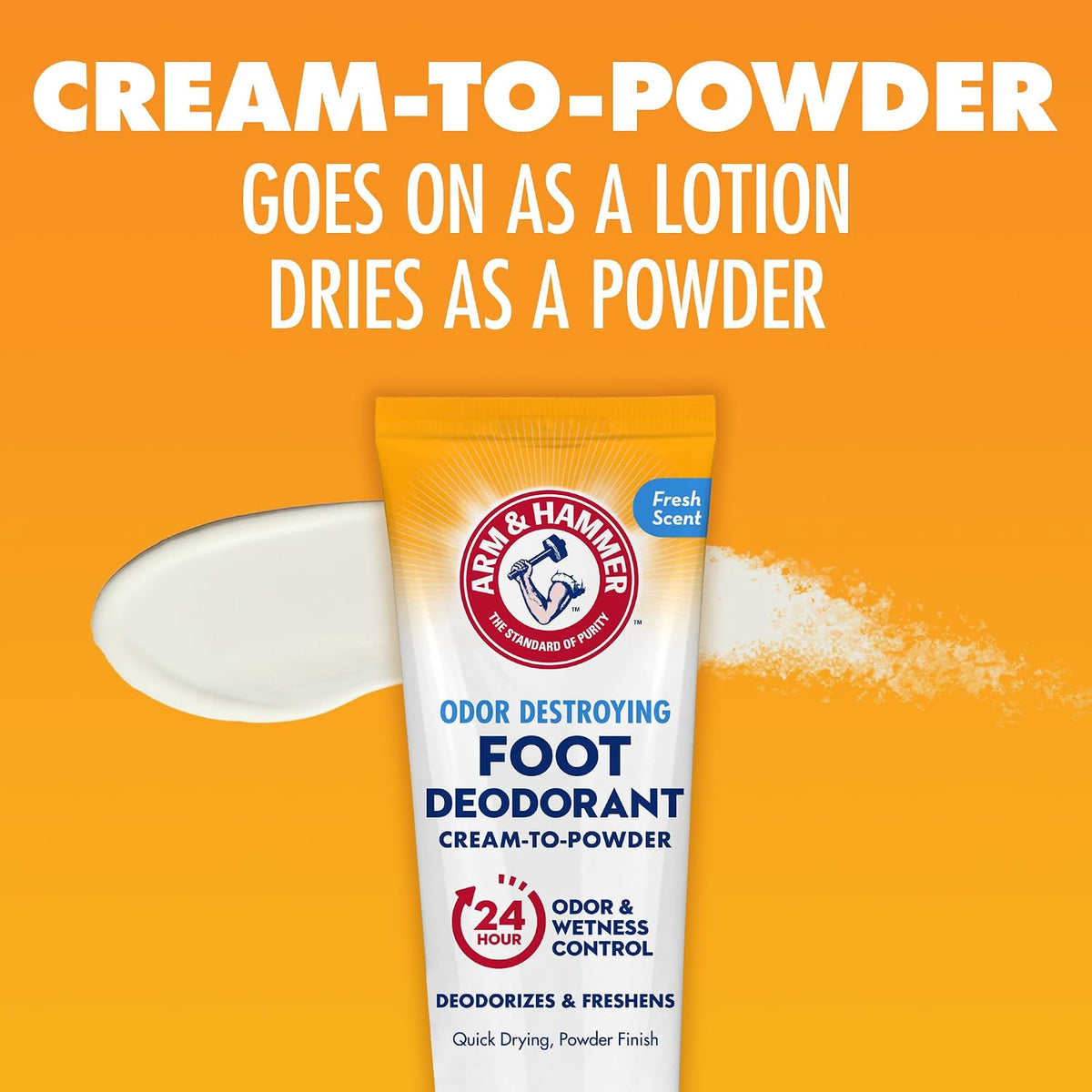 Arm & Hammer Cream to Powder Foot Deodorant, Sweat & Odor Control