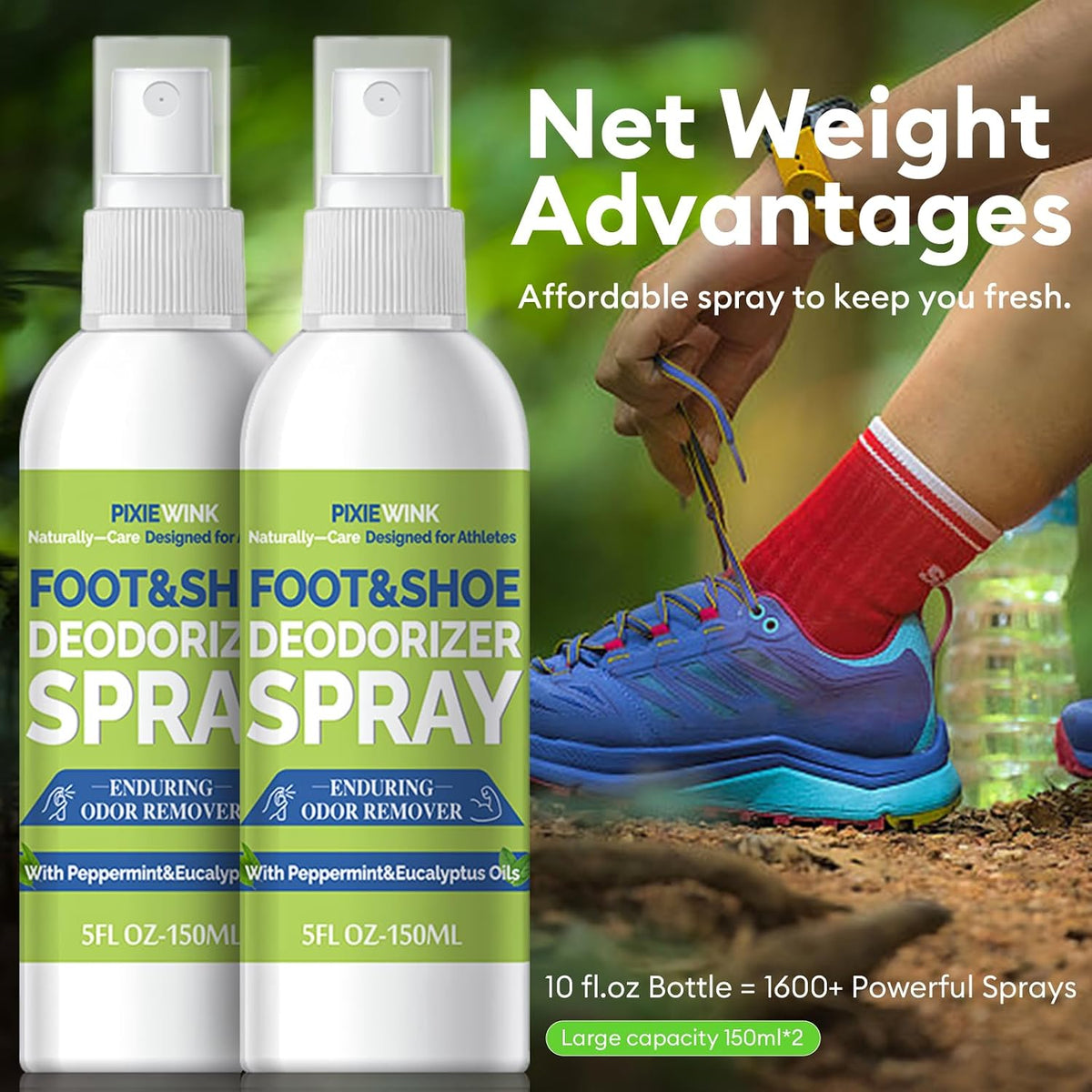 Foot & Shoe Deodorizer Spray, Odor Eliminator for Smelly Shoes & Feet