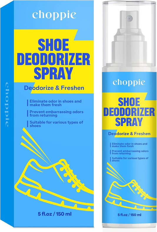 Choppie Shoe Deodorizer Spray (5 Fl Oz), Deodorizer for Destroy Embarrassing Odors, Foot Spray for Smelly Feet, Shoe Smell Eliminator