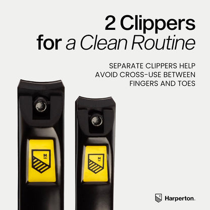 Nail Clippers for Thick Nails - 2 Pack Heavy Duty Toenail & Fingernail Clippers for Men Precision Stainless Steel Cutter Set with Travel Case (Black)