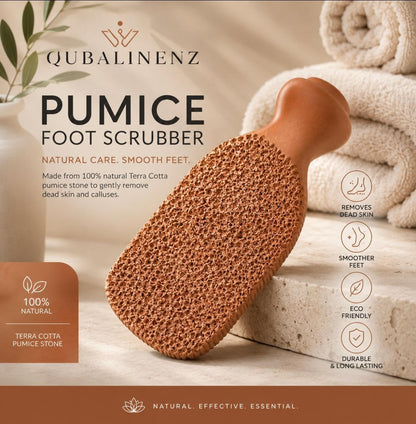 QUBA LINEN Pumice Stone for Feet – 2-Sided Terra Cotta Foot Scrubber, Natural Callus Remover for Dry Skin & Rough Heels, Cracked Heels – Pedicure Exfoliator for Feet Hands Body