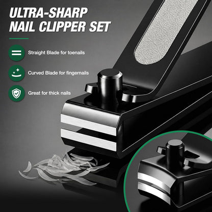 5PCS Toe Nail Clippers for Thick Nails for Seniors, Heavy Duty Ingrown Toenail Removal Kit with Ultra-Sharp Fingernail & Toenail Clippers, Nail File & Lifter, Professional Nail Clippers Set for Men