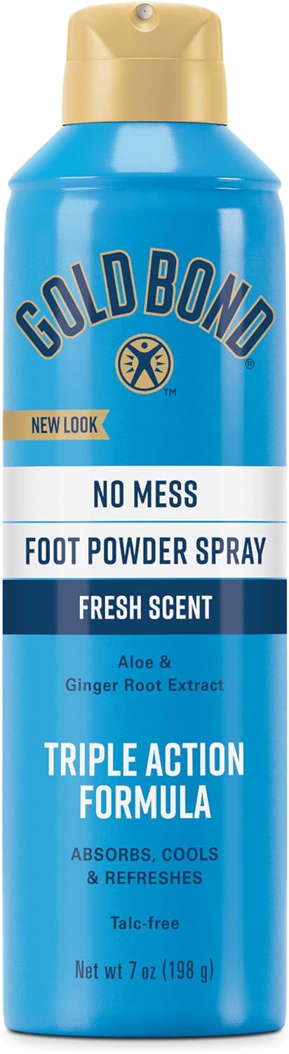 Gold Bond Foot Powder Spray, No Mess Talc-Free, 7 Oz., Fresh Scent