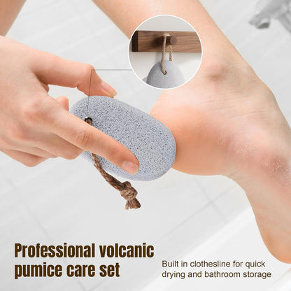 DEBETOOL 3-Pack Natural Volcanic Foot Pumice Stone Set, Round, Oval & Cone