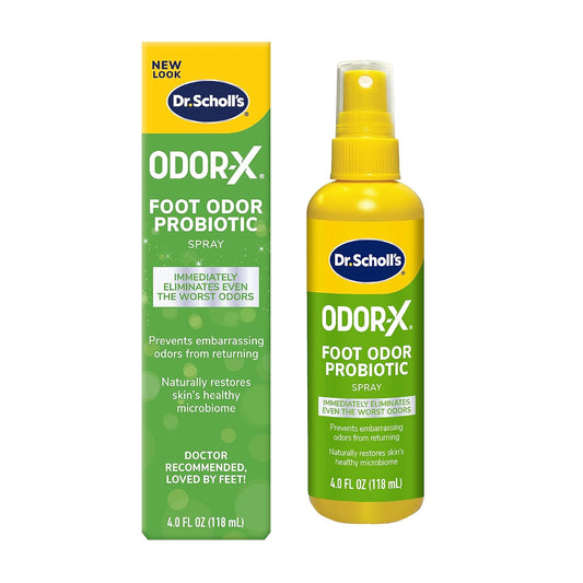 Dr. Scholl's Odor-X Foot Odor Probiotic Spray, Immediately Eliminates the Worst Smells, Prevents Embarrassing Odors From Returning, Restores Skin's Microbiome 4 oz