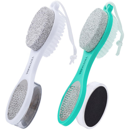 Foot Scrubber Brush with Pumice Stone for Feet Callus Remover Pedicure Tool