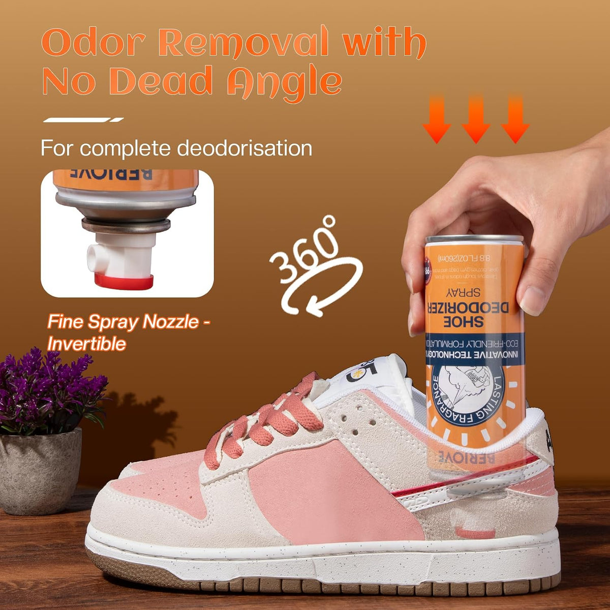 Long-Lasting Shoe Deodorizer Spray : Foot Odor Eliminator