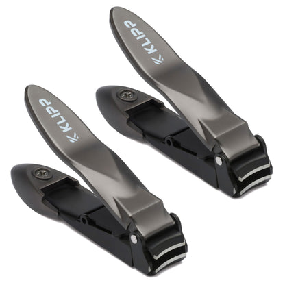 Nail Clippers for Men with Catcher - KLIPP Heavy Duty Razor-Sharp Self-Collecting Nail Cutter, Ergonomic Lever for Fingernails & Toenails, Ideal Gift for Men & Grooming Gifts Includes Ziplock Pouch