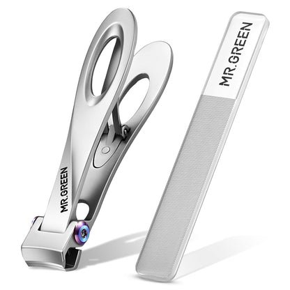 MR.GREEN Nail Clippers Wide Jaw Opening Stainless Steel Fingernail Clipper Thick Hard Toenail Cutter Manicure Scissors Tools (Nail Clipper (Large))
