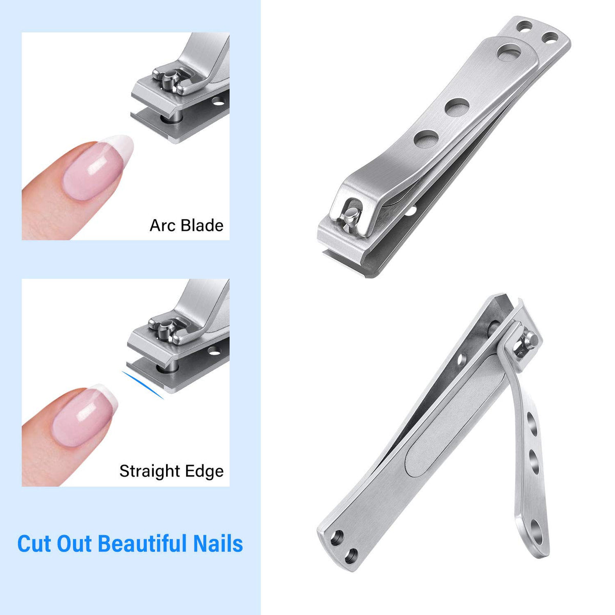 Mudder 2 Pcs Nail Clipper Straight Edge Heavy Duty Toenail Clippers