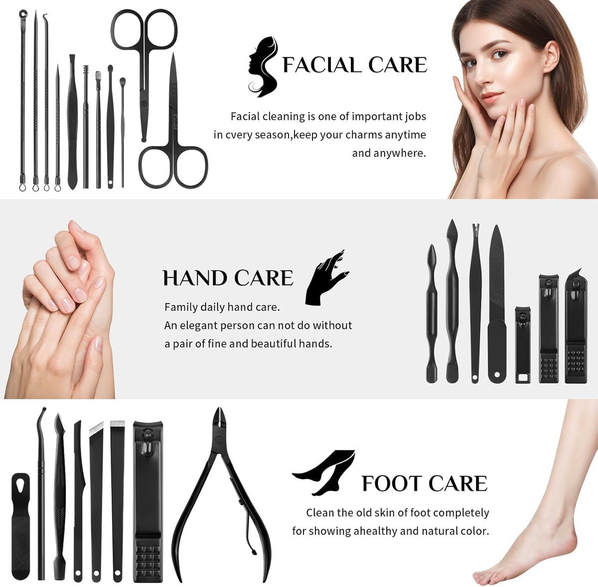 MINKINH Nail Clippers Set Manicure Pedicure Kit, 26-Piece Stainless Steel