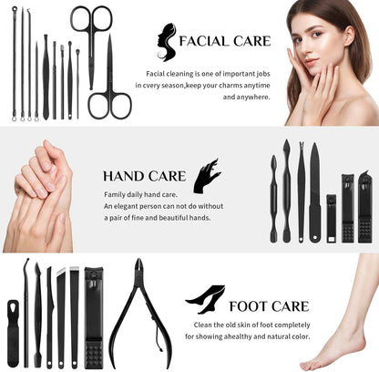 MINKINH Nail Clippers Set Manicure Pedicure Kit, 26-Piece Stainless Steel