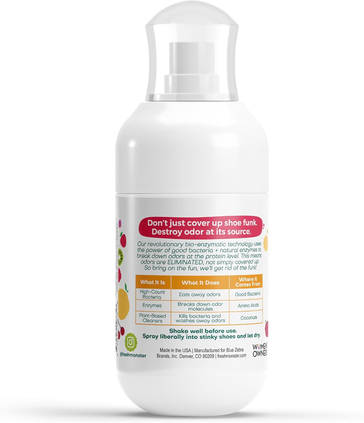 Fresh Monster Kids Deodorizing Shoe Spray, Fruity Fresh, 4 oz