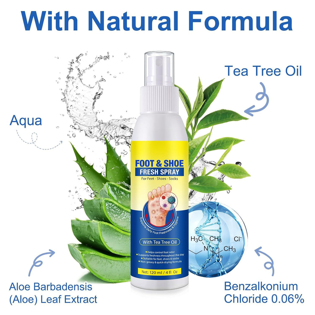 Foot & Shoe Fresh Spray with Tea Tree Oil, 120ml/4 fl oz