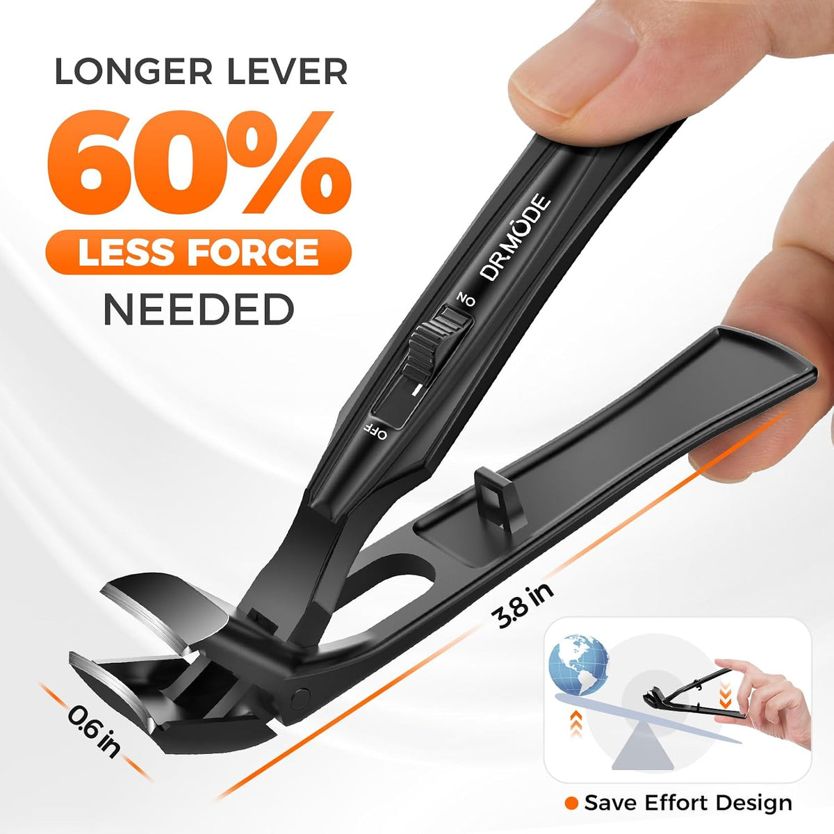 DRMODE Toenail Clippers for Seniors Thick Toenails, Angled Head Wide Jaw