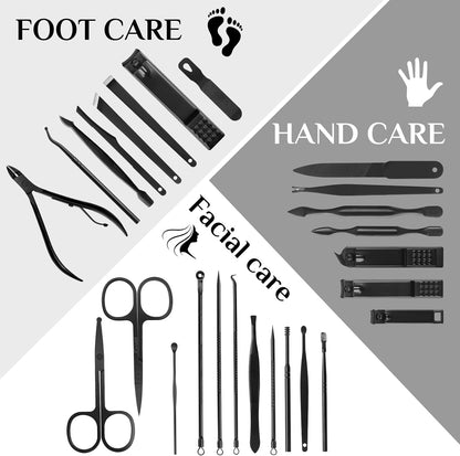 MINKINH Nail Clippers Set Manicure Pedicure Kit, 26-Piece Stainless Steel