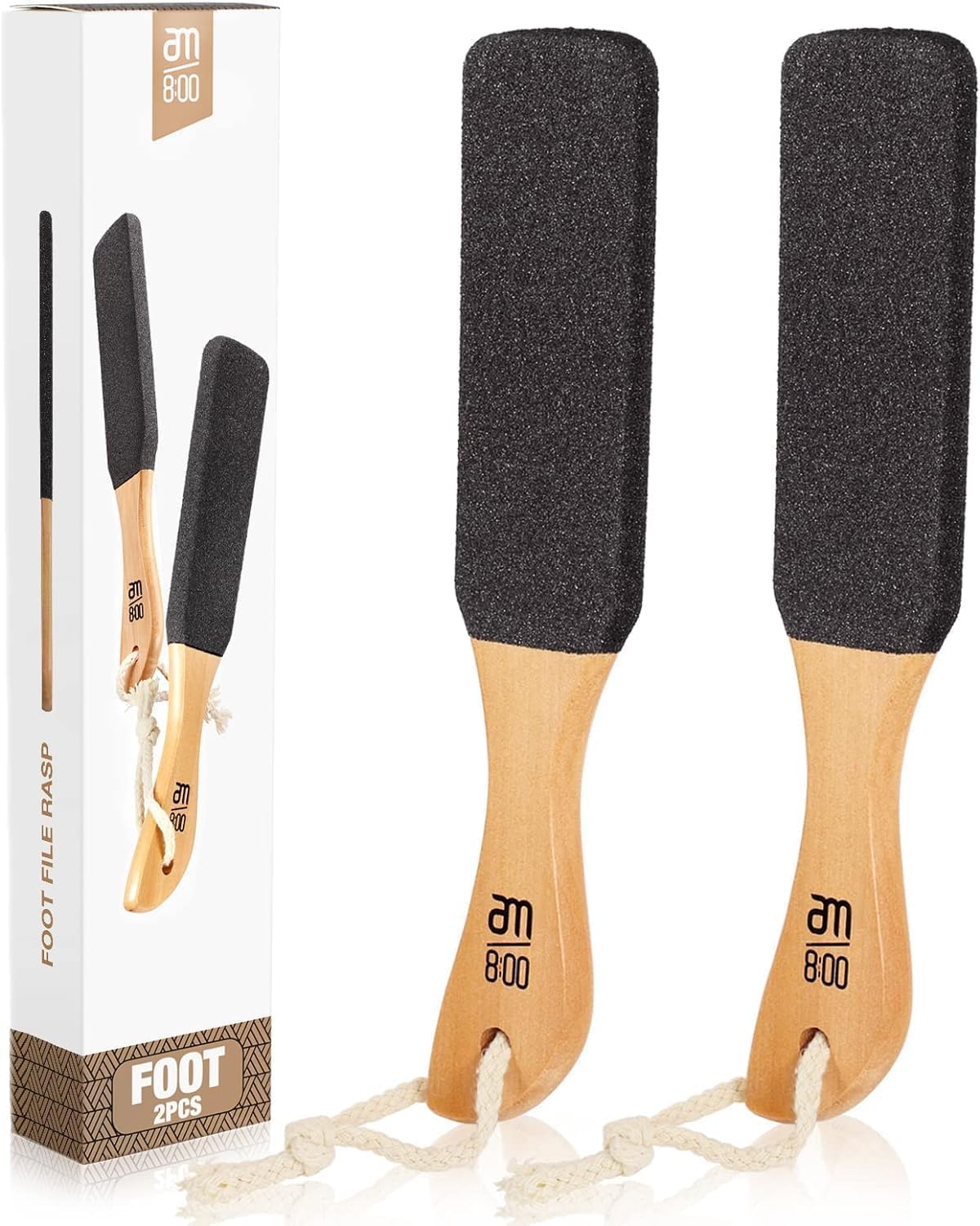 Pumice Stone Foot File, Wooden Handle Foot Scrubber & Callus Remover