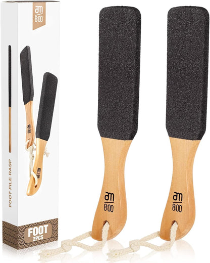 Pumice Stone Foot File, Wooden Handle Foot Scrubber & Callus Remover