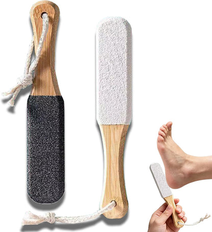 2-Pack Professional Pedicure Foot File & Pumice Stone with Wooden Handle