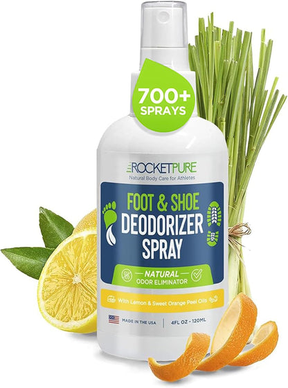 Rocket Pure Natural Foot and Shoe Deodorizer Spray, Lemon, 4 fl oz